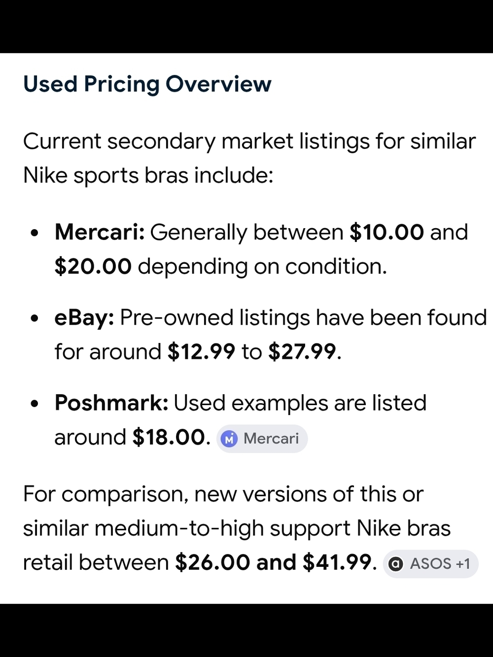 Nike Sports Bra Medium